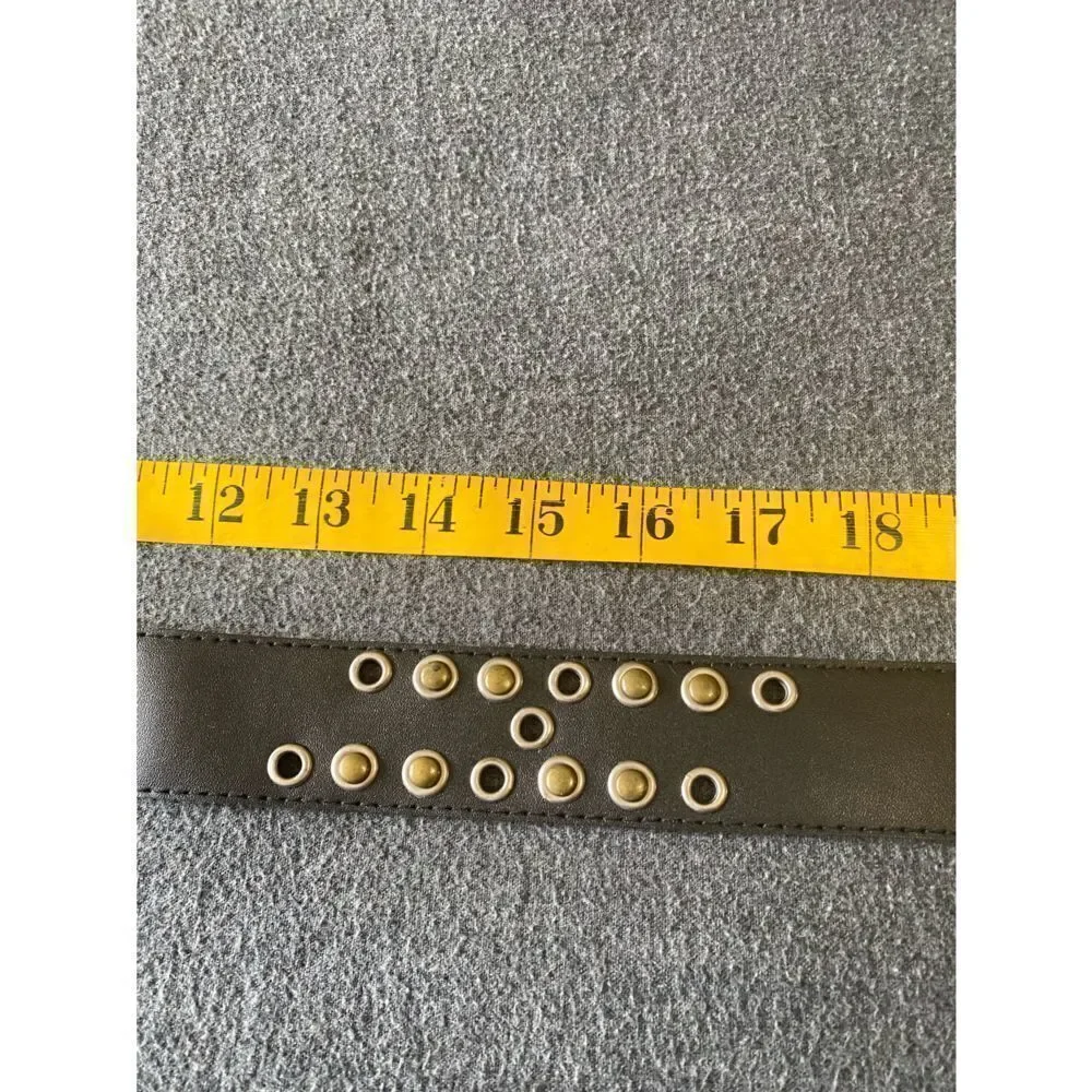 Vintage Faux Leather Brass Studded Belt